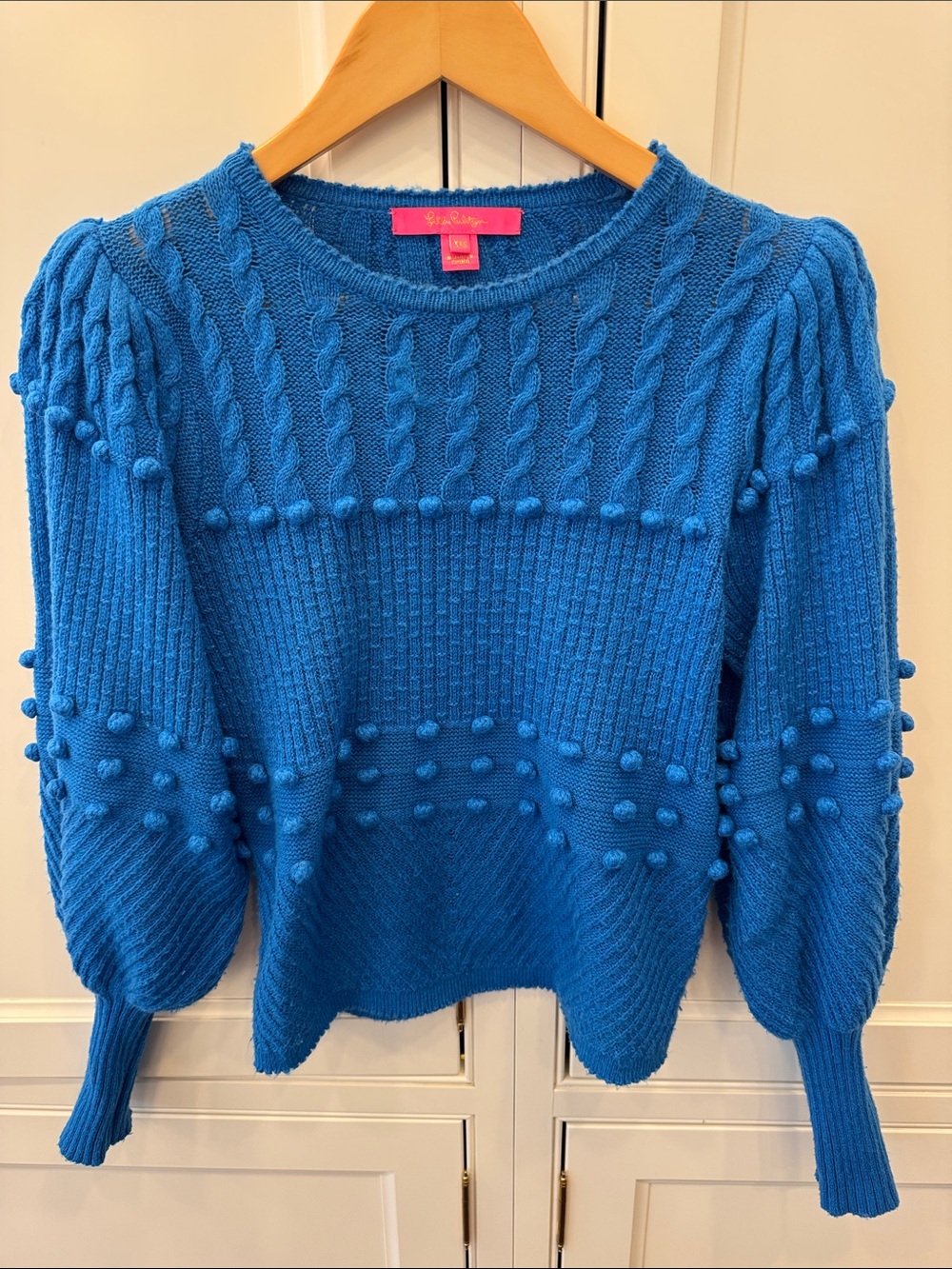 Lilly Pulitzer Electric Blue Pom-Pom Crew Sweater - Picture 2 of 3